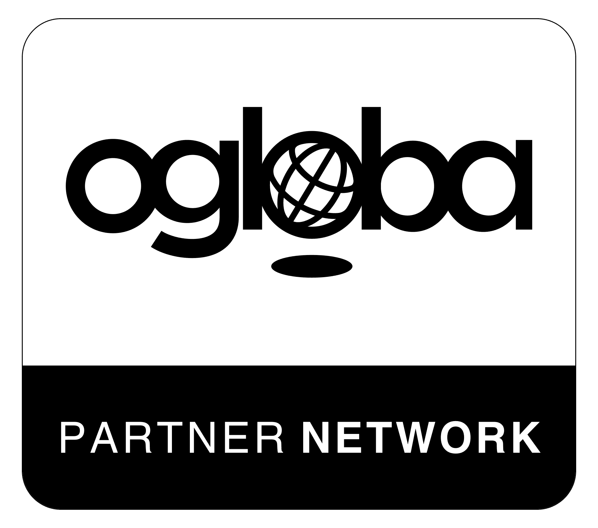 The same Ogloba Partner Network badge in black and white