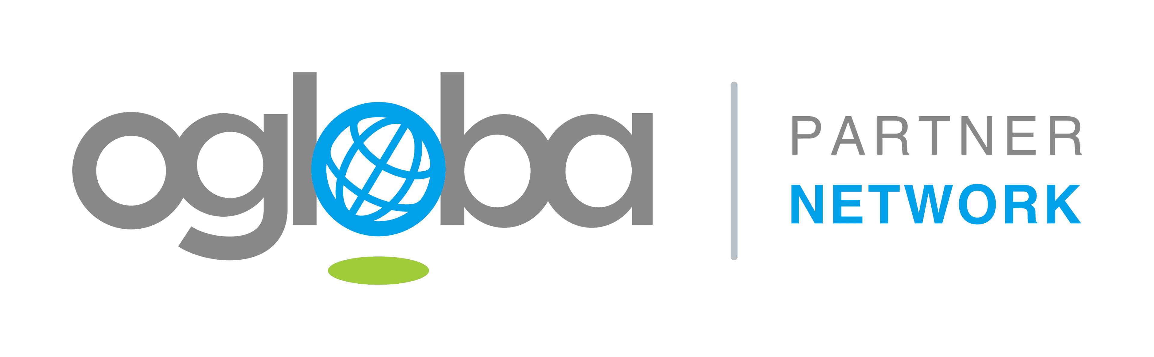 Ogloba Partner Network horizontal lockup with a divider between the logo and designation