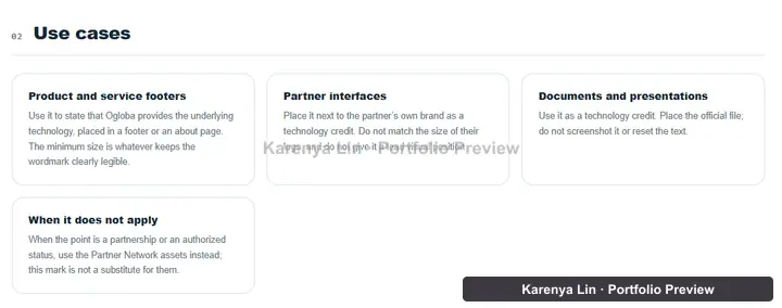 Powered by use-case guidance for footers, partner interfaces and documents, including when not to use it